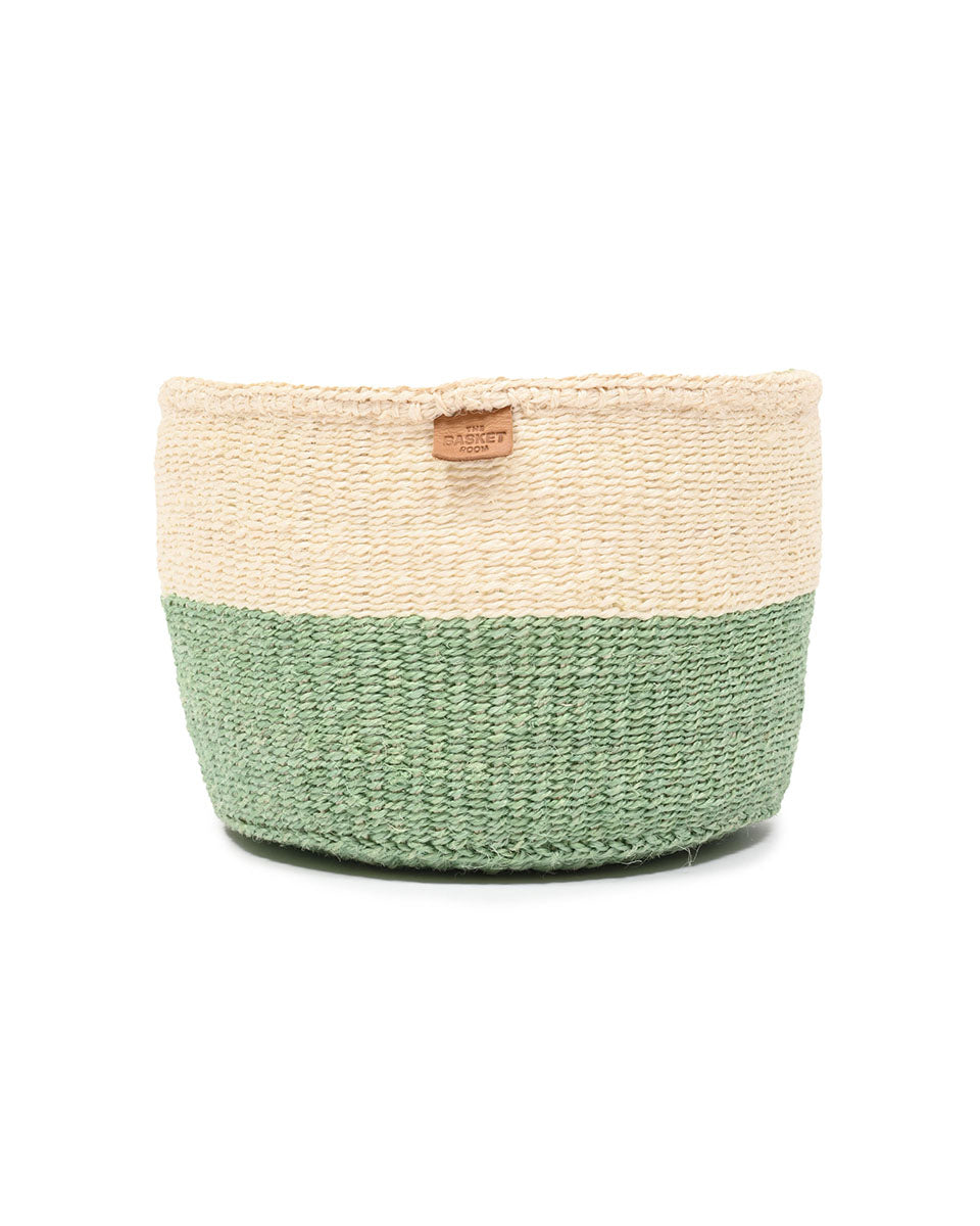 WILAYA: Green Colour Block Woven Basket
