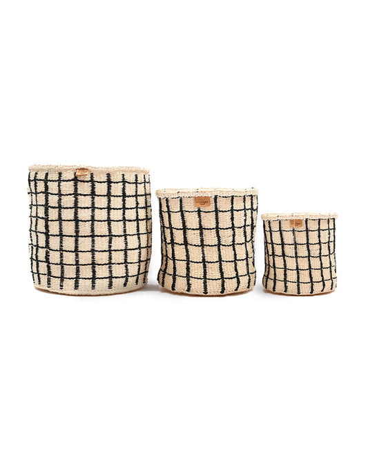 BAINI: Black Check Woven Storage Basket