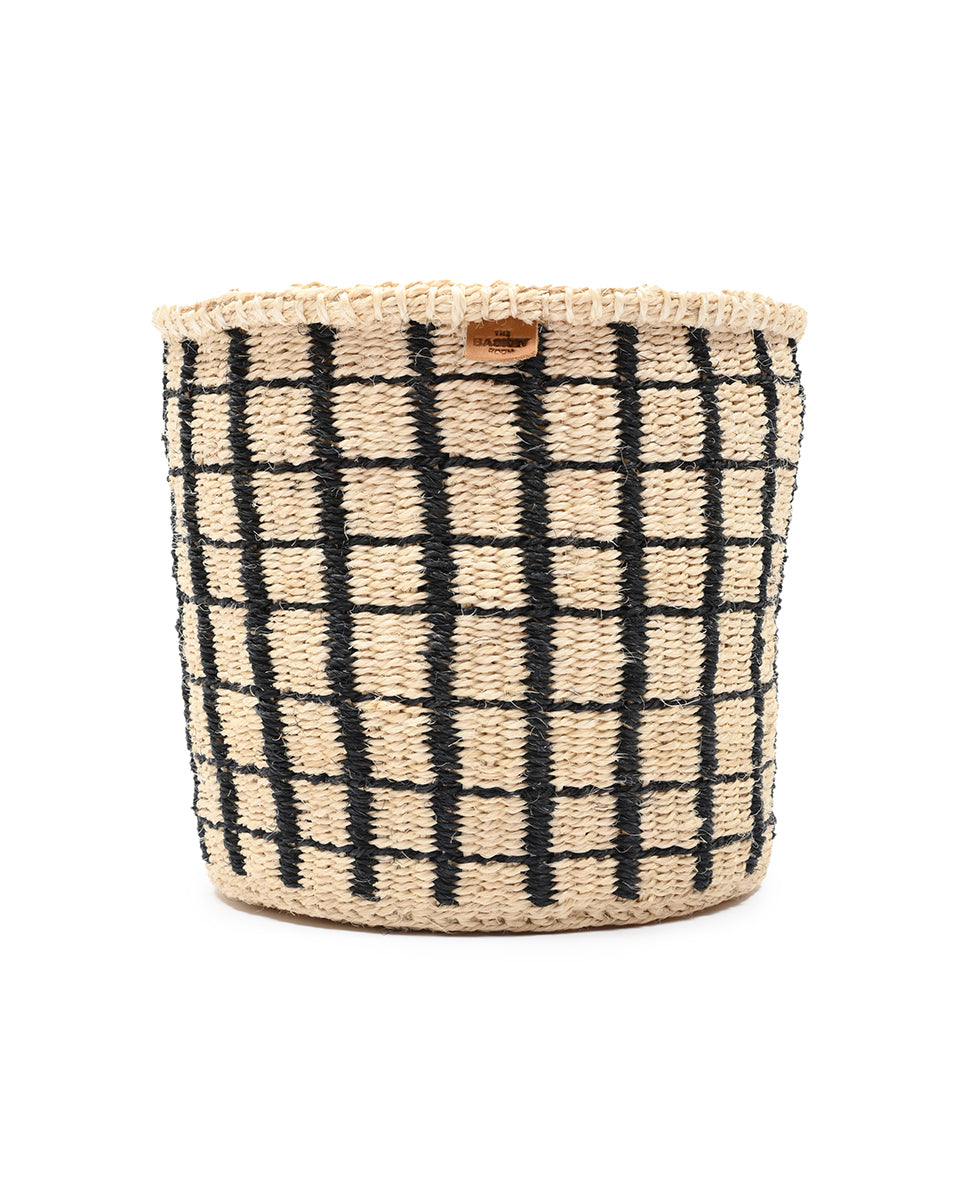 BAINI: Black Check Woven Storage Basket