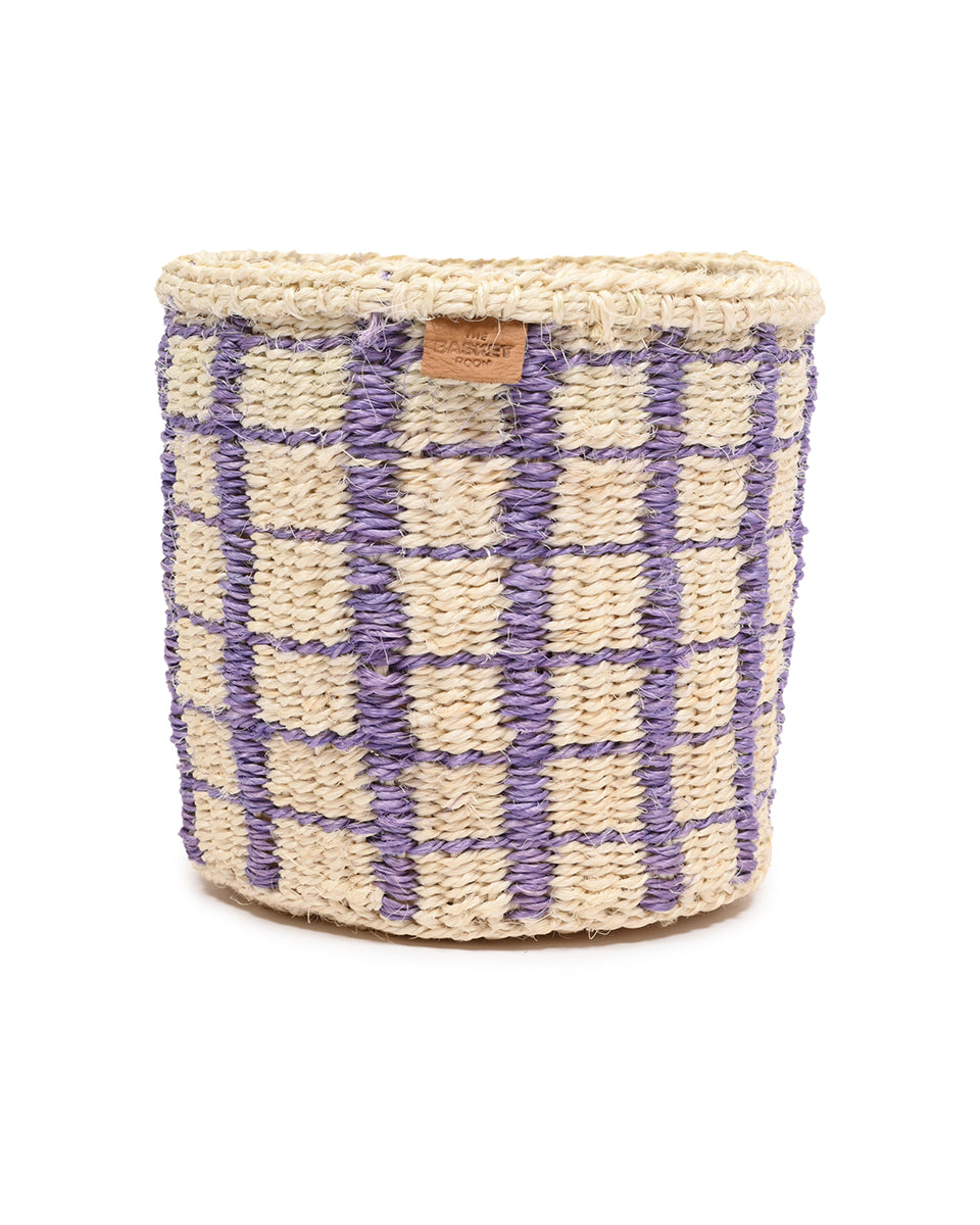 CHANGIA: Lavender Check Woven Storage Basket