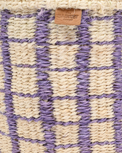 CHANGIA: Lavender Check Woven Storage Basket