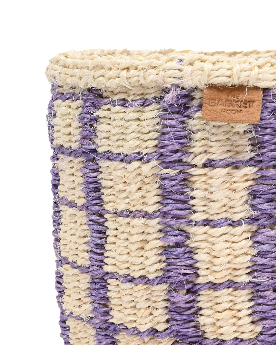 CHANGIA: Lavender Check Woven Storage Basket