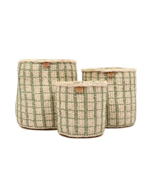 KAGUA: Green Check Woven Storage Basket