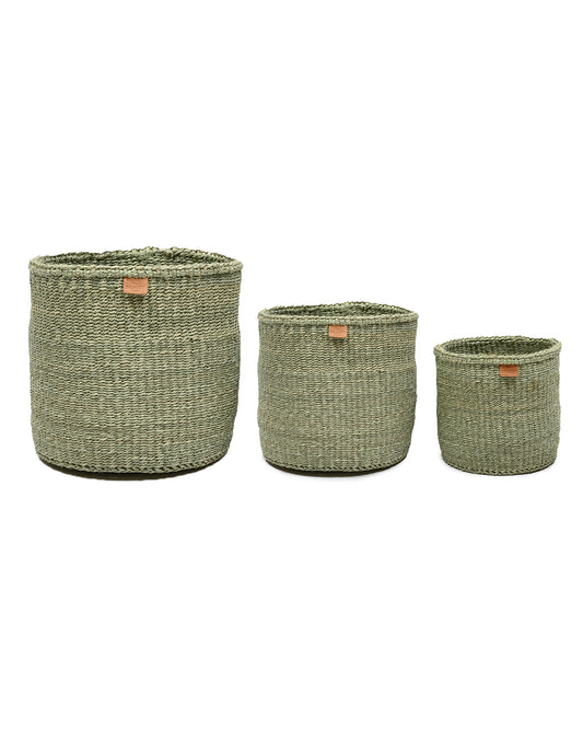 KITENDO: Sage Green Woven Storage Basket