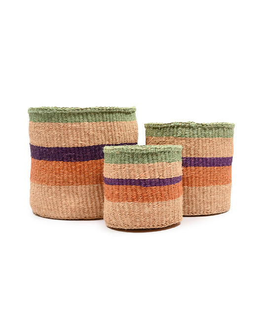 RELI: Orange, Purple & Green Stripe Woven Storage Basket