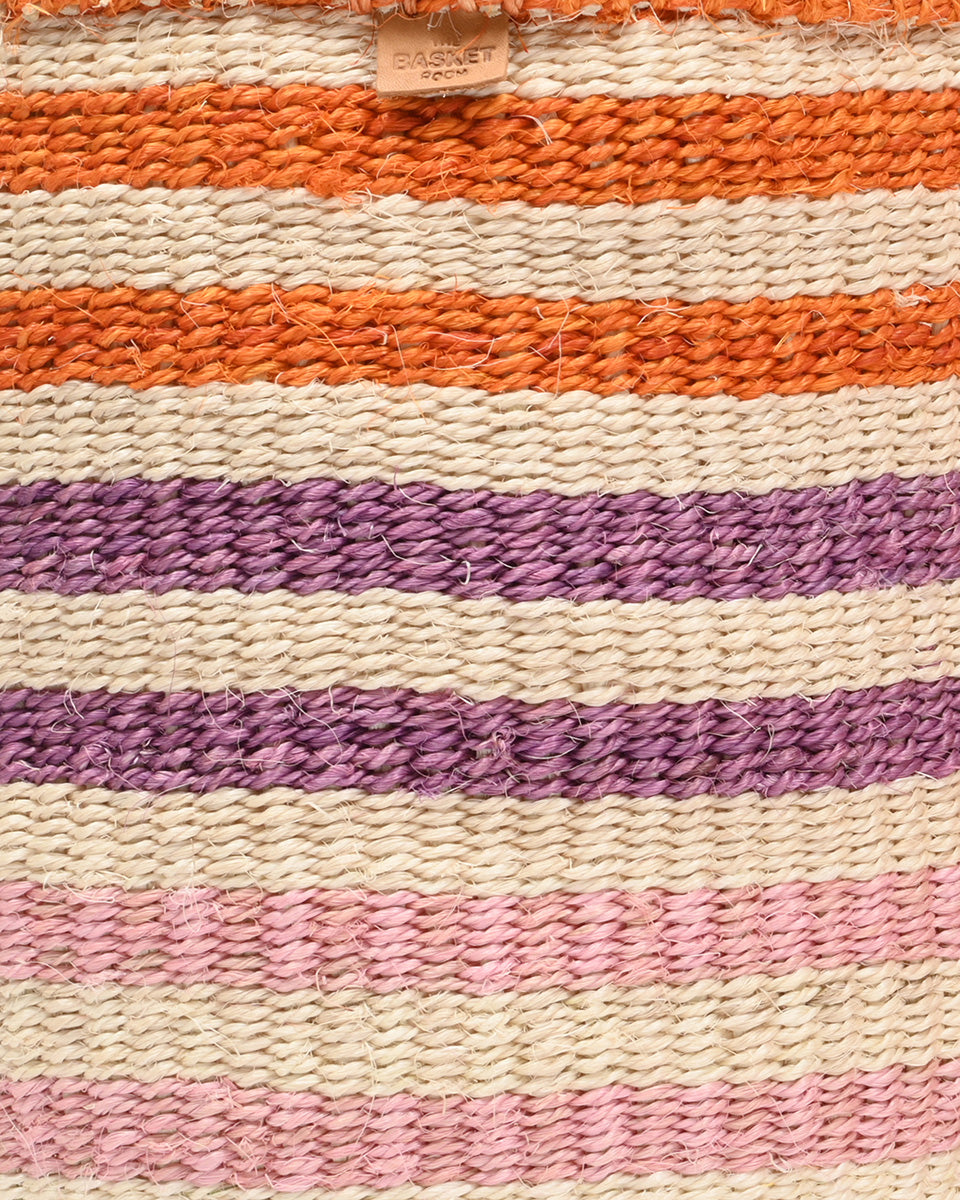 SAFIRI: Orange, Pink & Purple Stripe Woven Storage Basket