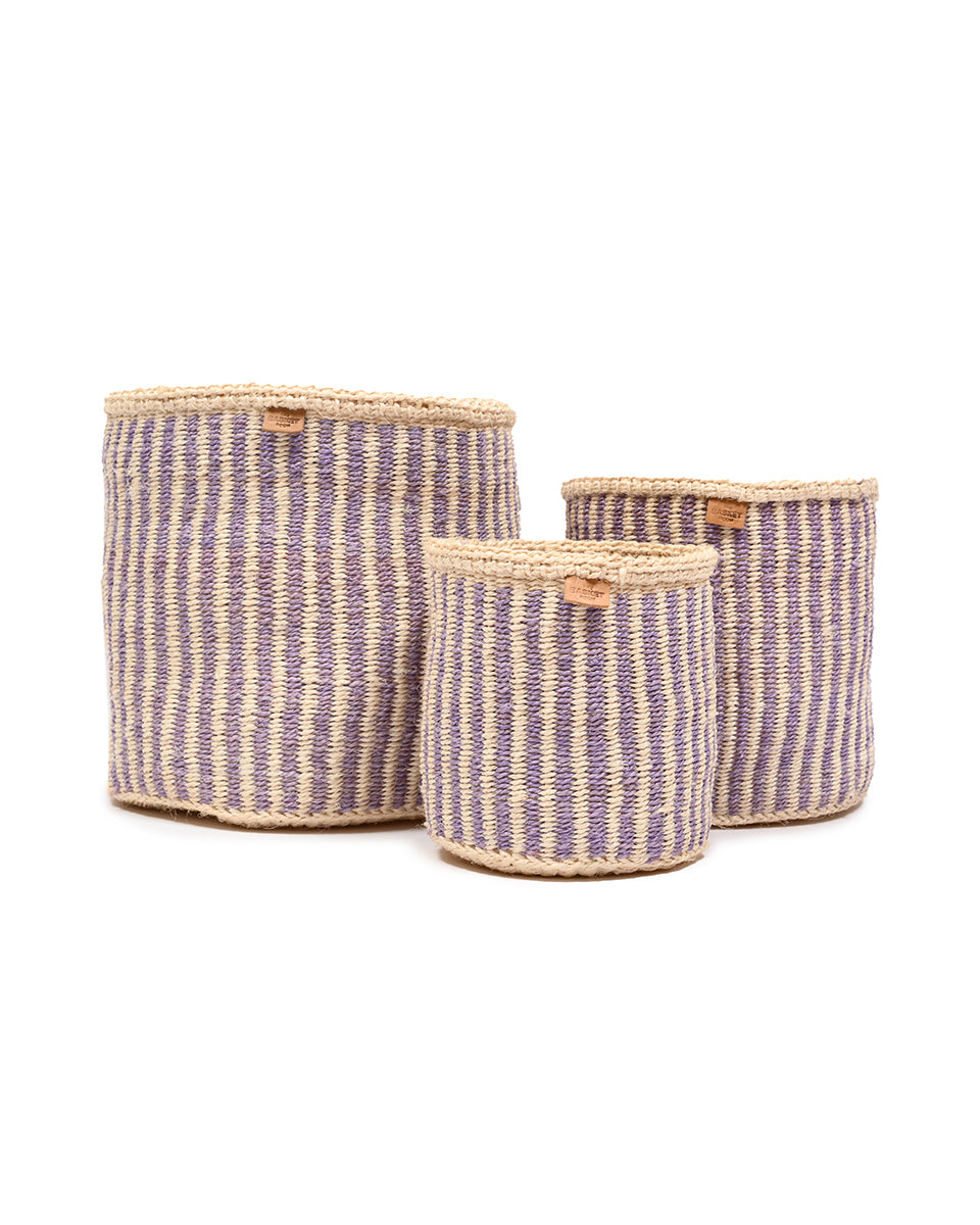 UMEME: Lavender Pinstripe Woven Storage Basket