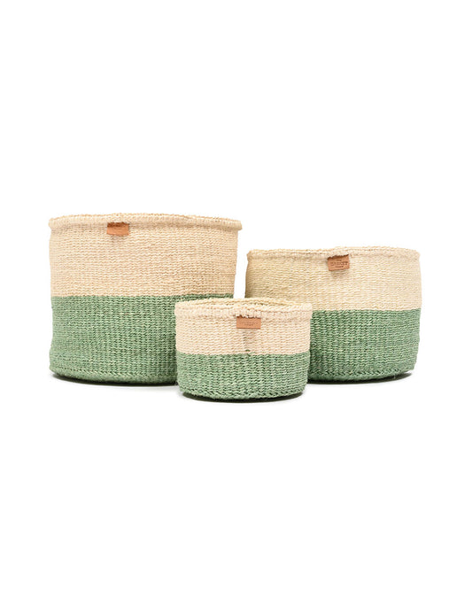 WILAYA: Green Colour Block Woven Basket